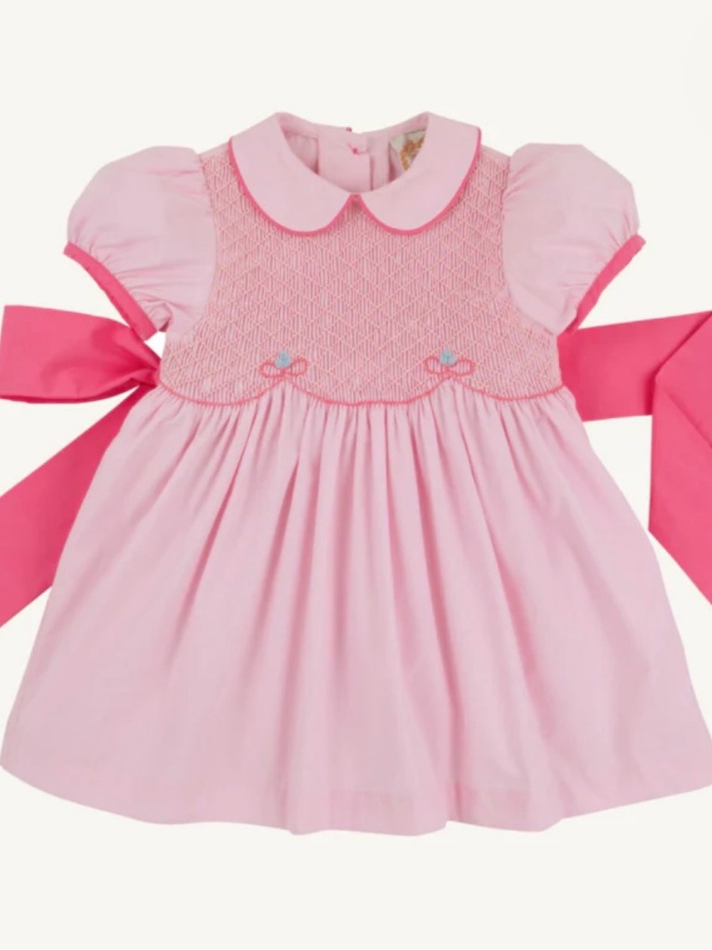 Beaufort Bonnet Company Dollie Mae Smocked Pink Peter Pan Collar Baby Dress 4T